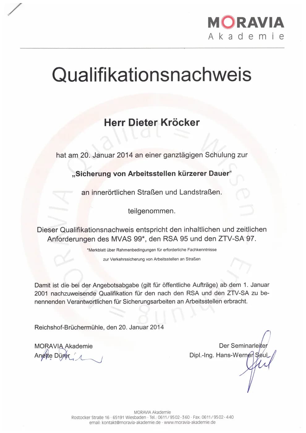 DEULA-Zertifikat Sicherung von Arbeitsstellen – Kaseo GmbH